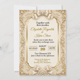 Elegant Soft White Lace Wedding Invitation