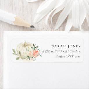 Elegant Soft White Pumpkin Blush Floral Address L Label