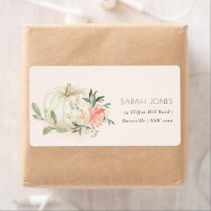 Elegant Soft White Pumpkin Blush Floral Address La Label