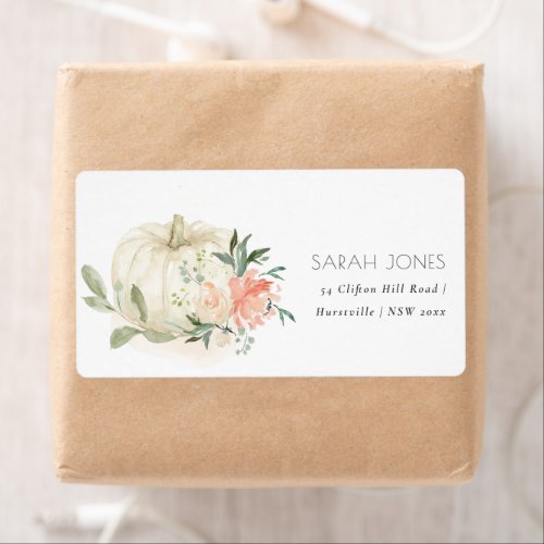 Elegant Soft White Pumpkin Blush Floral Address Label