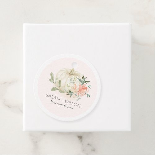 Elegant Soft White Pumpkin Blush Floral Wedding Favor Tags