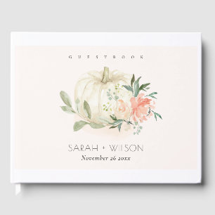 Elegant Soft White Pumpkin Blush Floral Wedding Gu Guest Book