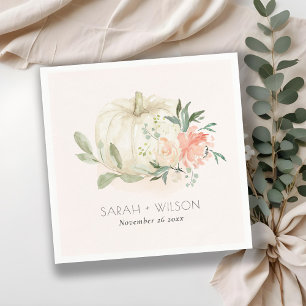 Elegant Soft White Pumpkin Blush Floral Wedding Na Napkins