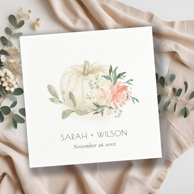 Elegant Soft White Pumpkin Blush Floral Wedding Napkins (Creator Uploaded)