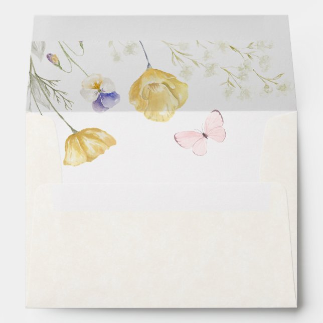 Elegant soft wild floral butterfly envelope (Back (Bottom))