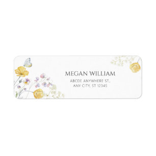 Elegant soft wild floral butterfly label