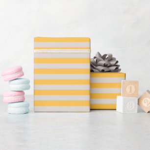 Elegant Soft Yellow Light Grey Cream Stripes Wrapping Paper