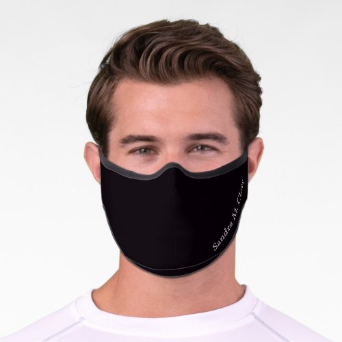 Elegant Solid Black and White Monogrammed Throw Pi Premium Face Mask