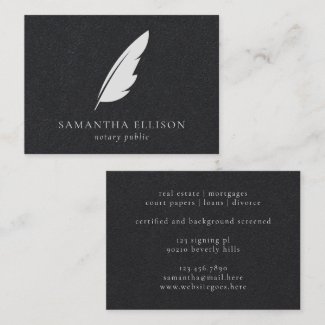 Elegant Solid Black Feather Quill Notary Attorney