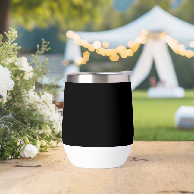 Elegant Solid Black Thermal Wine Tumbler (Wedding)