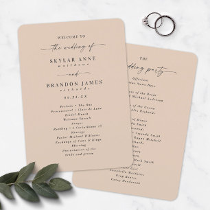 Elegant Solid Champagne Wedding Ceremony Program