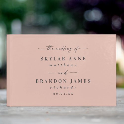 Elegant Solid Color Dusty Blush Pink Wedding Guest Book