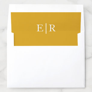 Elegant Solid Color Gold Monogram Wedding Envelope Liner