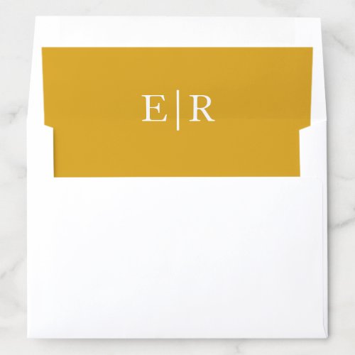 Elegant Solid Color Gold Monogram Wedding Envelope Liner
