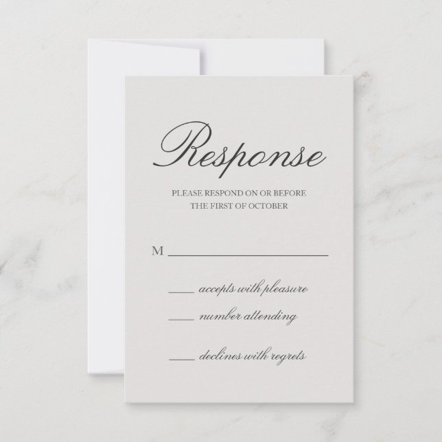Elegant Solid Color Gray Wedding RSVP Card (Front)