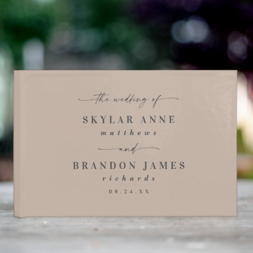 Elegant Solid Color Taupe Sand Beige Wedding Guest Book