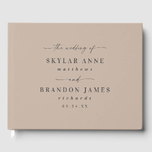 Elegant Solid Color Taupe Sand Beige Wedding Guest Book