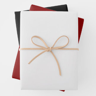 Elegant Solid Cream Rich Burgundy Red Black Color Wrapping Paper Sheets