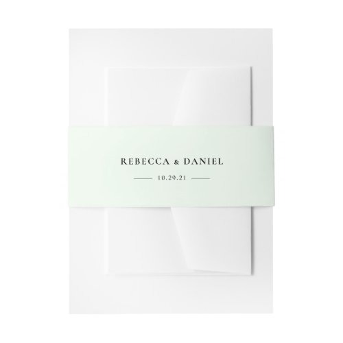 Elegant Solid Green Personalized Wedding Invitation Belly Band