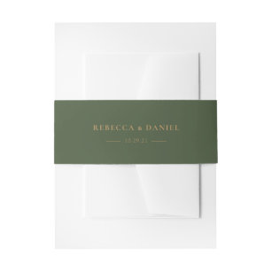 Elegant Solid Green Personalized Wedding Invitation Belly Band
