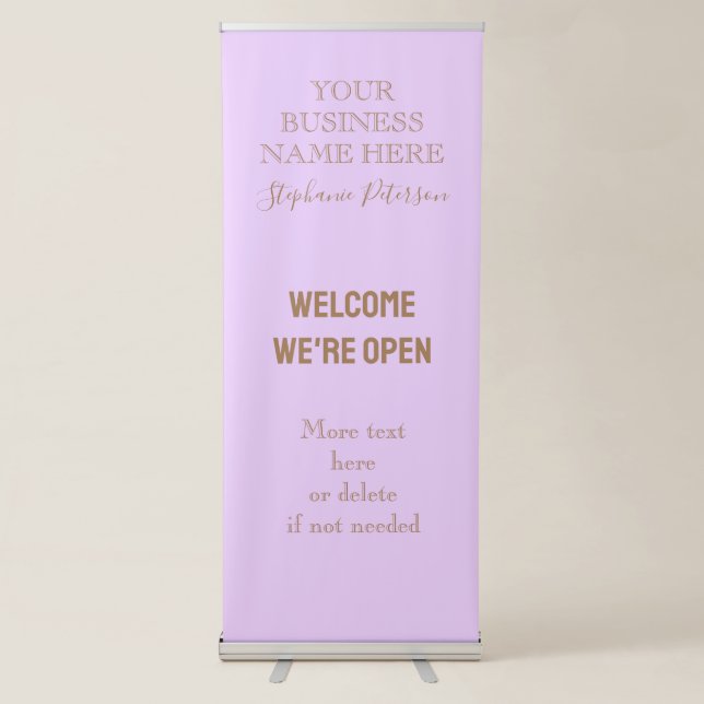 Elegant Solid Light Purple Lilac Custom Business Retractable Banner (Front)