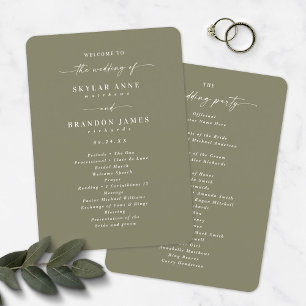 Elegant Solid Lily Green Wedding Ceremony Program