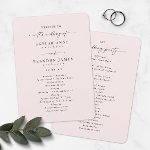 Elegant Solid Porcelain Pink Wedding Ceremony Program