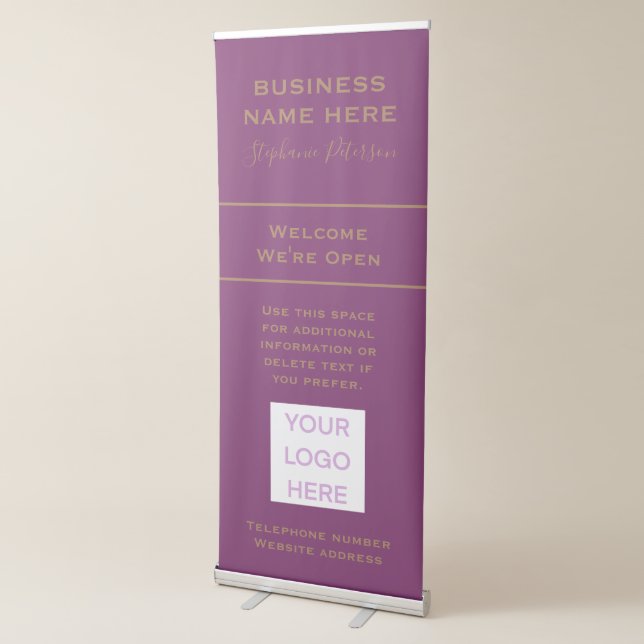 Elegant Solid Purple Add Logo Custom Business Retractable Banner (3/4)