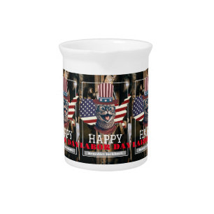 Elegant Solidarity worker Labor Day with USA flag Beverage Pitcher
