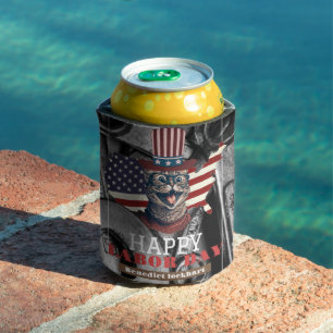 Elegant Solidarity worker Labor Day with USA flag Can Cooler