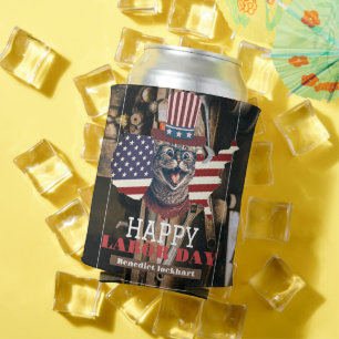 Elegant Solidarity worker Labor Day with USA flag Can Cooler