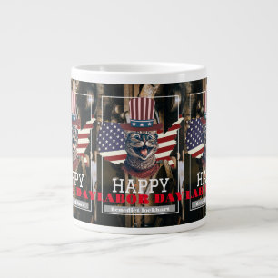 Elegant Solidarity worker Labor Day with USA flag Giant Coffee Mug