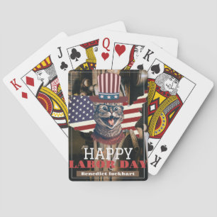 Elegant Solidarity worker Labor Day with USA flag Poker Cards