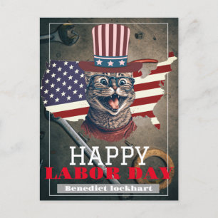 Elegant Solidarity worker Labor Day with USA flag Postcard