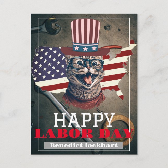 Elegant Solidarity worker Labor Day with USA flag Postcard (Front)