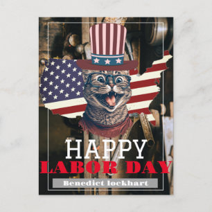 Elegant Solidarity worker Labor Day with USA flag Postcard