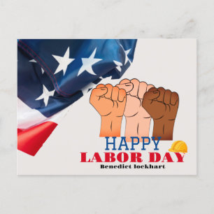Elegant Solidarity Worker Labor Day with USA flag Postcard