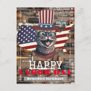 Elegant Solidarity worker Labor Day with USA flag Postcard