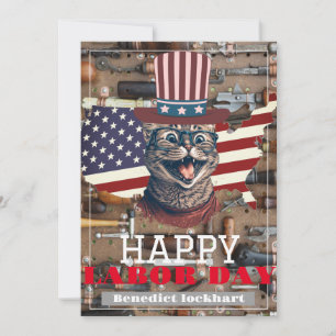 Elegant Solidarity worker Labor Day with USA flag Thank You Card