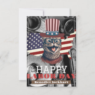Elegant Solidarity worker Labor Day with USA flag Thank You Card