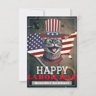 Elegant Solidarity worker Labor Day with USA flag Thank You Card