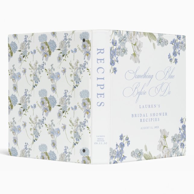 Elegant Something Blue Before I Do Bridal Shower 3 Ring Binder (Background)
