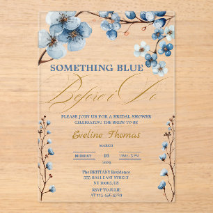 Elegant Something Blue Before I Do Bridal Shower  Acrylic Invitations