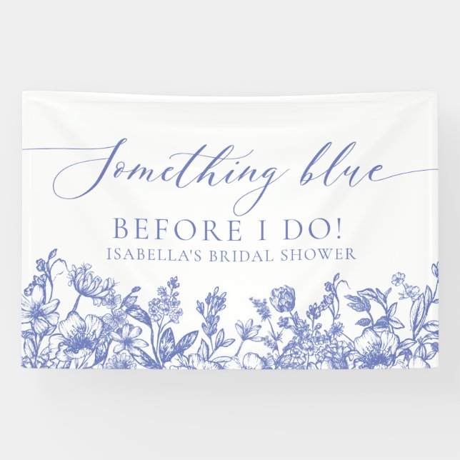 Elegant Something Blue Before I Do Bridal Shower Banner (Horizontal)