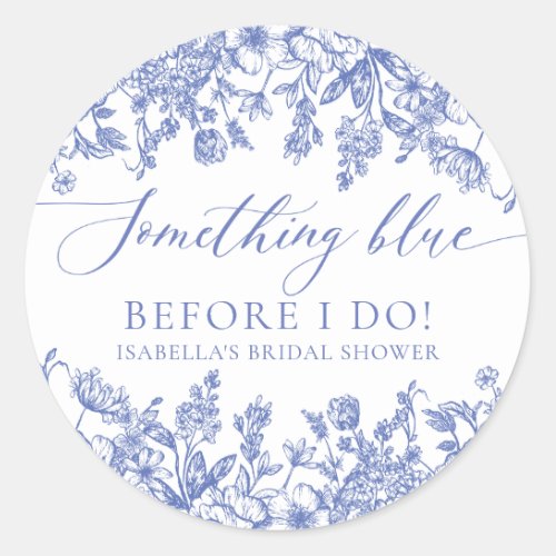 Elegant Something Blue Before I do Bridal Shower Classic Round Sticker