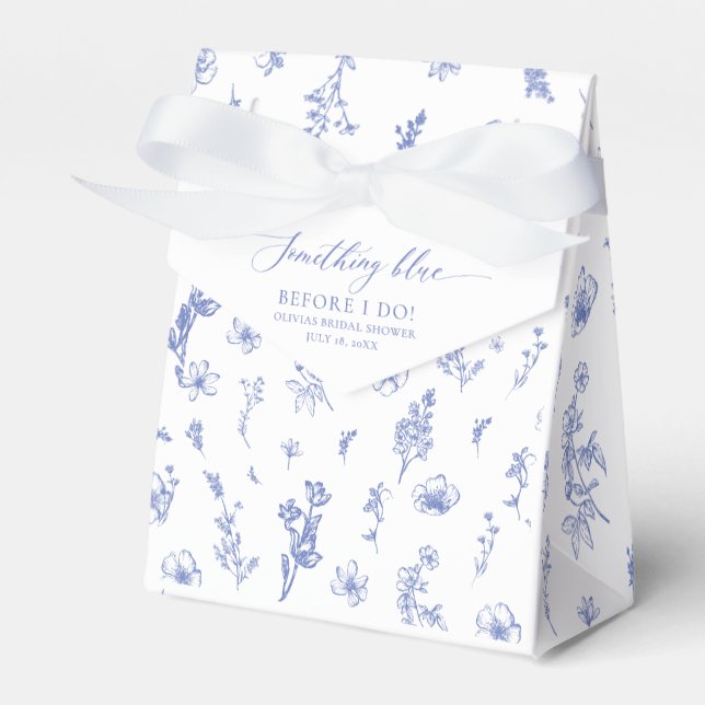 Elegant Something Blue Before I do Bridal Shower Favor Boxes (Front Side)