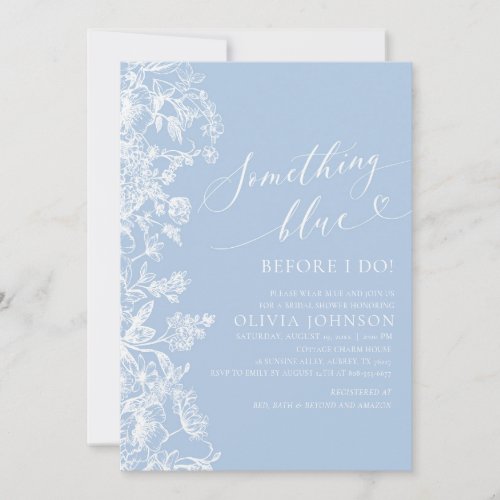 Elegant Something Blue Before I do Bridal Shower Invitation