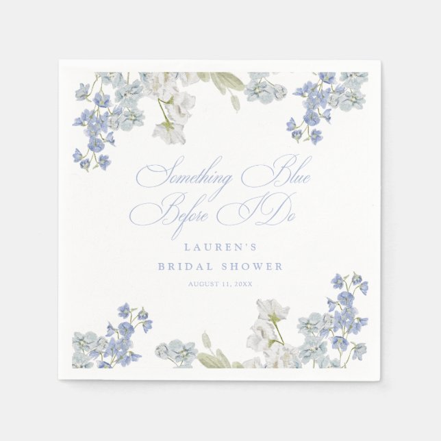 Elegant Something Blue Before I Do Bridal Shower  Napkins (Front)