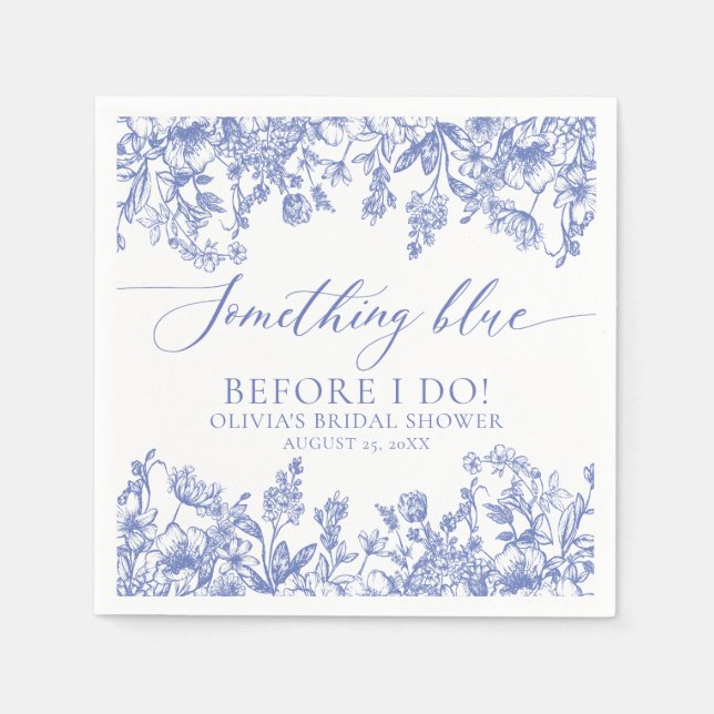 Elegant Something Blue Before I do Bridal Shower Napkins (Front)