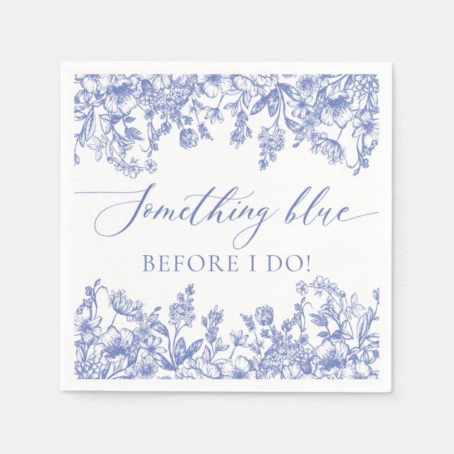 Elegant Something Blue Before I do Bridal Shower Napkins (Front)